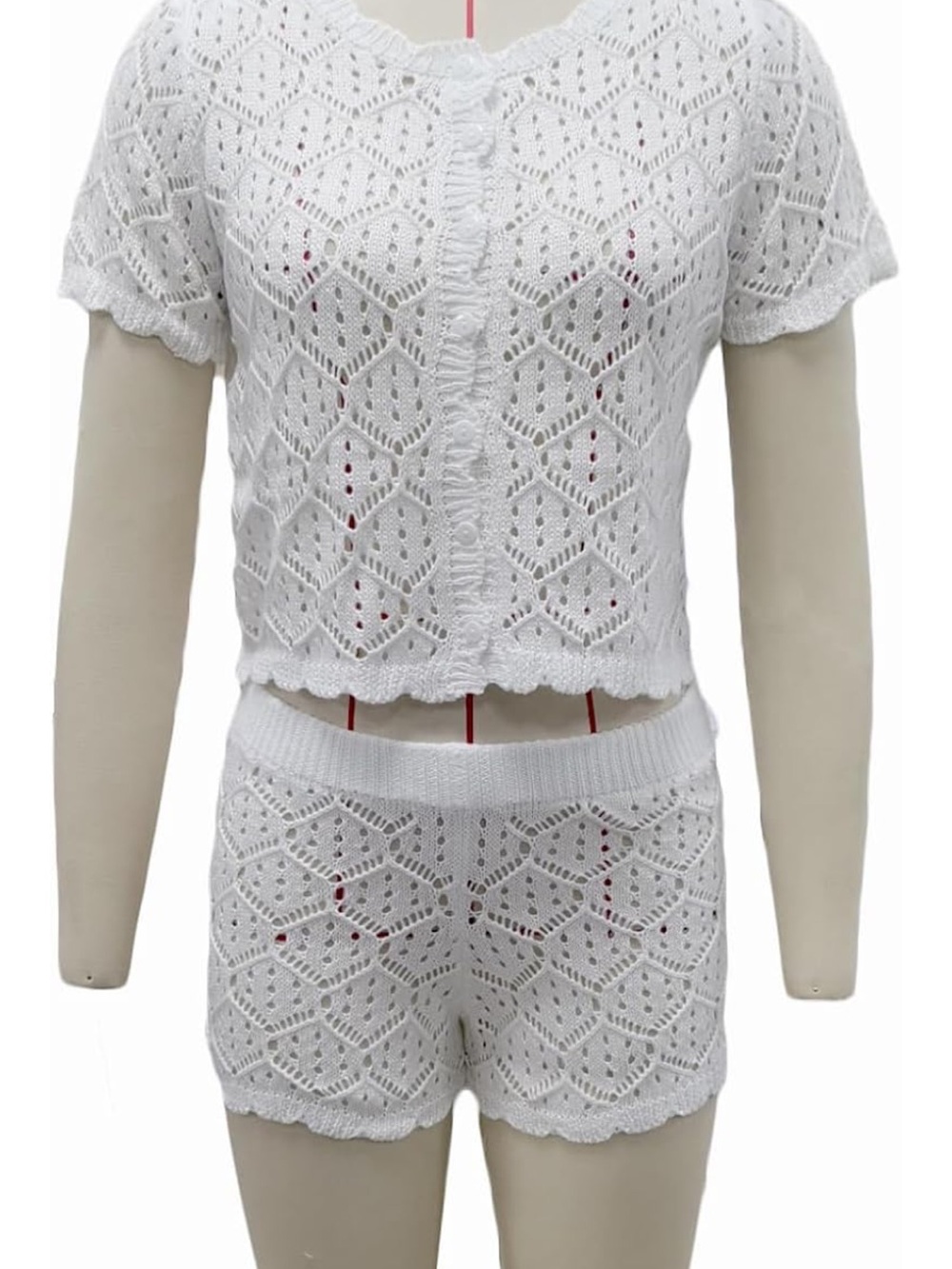 REVOLVE White Crochet Short Sleeve Swim Coverup Set - Picture 7 of 8